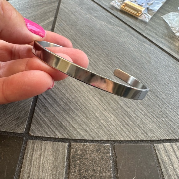 Silver Cuff Style Stackable Bangle Bracelet - Picture 4 of 8